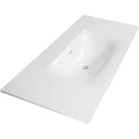 Brauer Glacier lavabo 100x46x2cm - 1 vasque - 0 trous de robinet - fine stone - blanc brillant WT-GL1000HW