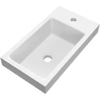 Brauer Solar Medium lavabo à poser 40 avec 1 trou de robinet et en marbre minéral mat blanc à placer à gauche/droite FO-SOM401MW