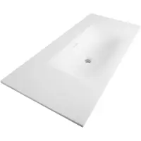 Brauer Glacier lavabo 100x46x2cm - 1 lavabo - 0 trous de robinet - pierre fine - blanc mat WT-GL1000MW