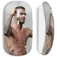 MANIACASE Souris Sans Fil - David Beckham - Blanc - Compatible Mac et PC - Clé USB wifi incluse