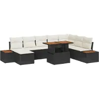 vidaXL Ensemble de canapés de jardin , 9 pièces, noir et beige