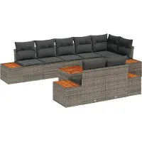 vidaXL Ensemble de canapés de jardin , 9 pièces, gris, en résine tressée