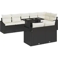 vidaXL Ensemble de salon de jardin , 9 pièces, noir et crème
