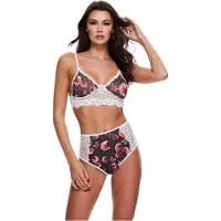 Baci - Ensemble fleuri en dentelle, taille haute