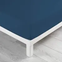 Douceur d'intérieur Drap Housse 160x200 Cm - Coton Bio - Bleu Nuit Bleu Nuit