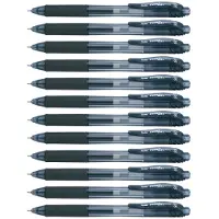Pentel EnergelX Lot de 12 Rollers gel rétractable pointe 0,5 mm Noir
