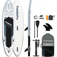 LifeGoods SUP Board Tandem - 2 personnes - capacité de charge 220 KG - 381 x 86 cm - gonflable - paquet Sup complet - blanc/noir