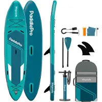 LifeGoods Paddle Tandem - 2 personnes - 220 KG de capacité de charge - 381 x 86 cm - Gonflable - Pack Sup complet - Bleu