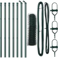 vidaXL Clôture avec poteaux Vert 0.6 x 10 m Acier recouvert de PVC