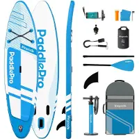LifeGoods PaddlePro SUP Board Pro - Pro Set - Planche à pagaie gonflable - Max. 150KG - 320x81cm - Bleu ciel