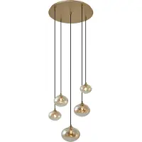 QAZQA Suspension Art Déco Or avec Verre Ambré - Jia