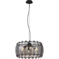 QAZQA Suspension design noire avec verre fumé rond 6 lumières - Mochan