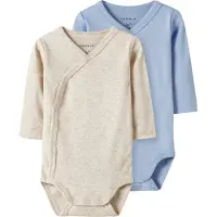 Name it Enrouler Bodies m/l - Noos - NbnBody - 2 Pack - Bleu/Bei - - 74 - Body M/L