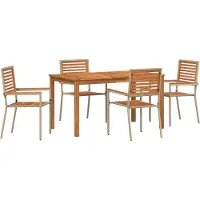 vidaXL Ensemble de jardin pour 5 personnes, en bois d'acacia massif, couleur beige