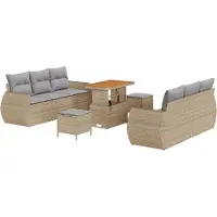 vidaXL Ensemble de canapés de jardin , 9 pièces, 6 places, beige et gris clair