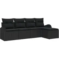vidaXL Ensemble de canapés avec coussins, 5 pièces, en rotin synthétique noir