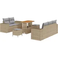 vidaXL Ensemble de canapés de jardin , 8 pièces, 8 places, beige et gris clair