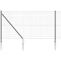 vidaXL Clôture avec poteaux Gris 1 x 10 m Acier et PVC
