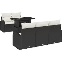 vidaXL Ensemble de canapés de jardin avec coussins (6 pièces), en rotin synthétique noir