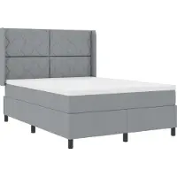 vidaXL Lit boxspring à LED avec tête de lit, gris clair, 160 x 200 cm, tissu