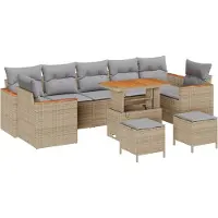 vidaXL Ensemble de canapés de jardin , 10 pièces, couleur beige, en polyrotin, capacité de 7 personnes