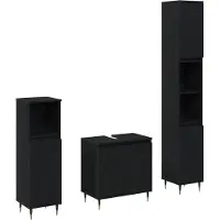 vidaXL Ensemble de meubles de salle de bain, 3 pièces, imitation chêne noir
