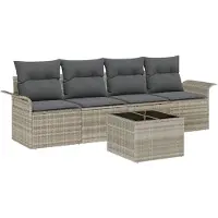 vidaXL Ensemble de canapés de jardin , 5 pièces, gris clair et gris foncé, en polyrotin