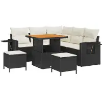 vidaXL Ensemble de canapé de jardin avec coussins 9 pcs noir et crème poly rotin