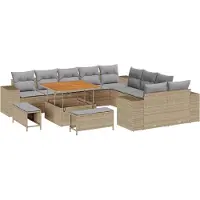 vidaXL Ensemble de canapés de jardin , 13 pièces, en polyrotin beige et gris clair