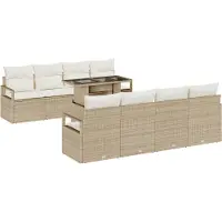 vidaXL Ensemble de canapés de jardin , 9 pièces, couleur beige et crème, en résine tressée (polyrotin), capacité de 6 personnes