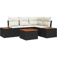 vidaXL Ensemble de canapé de jardin avec coussins 5 pcs noir poly rotin