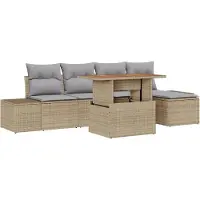 vidaXL Ensemble de canapés de jardin , 6 pièces, beige, en polyrotin