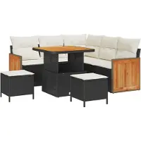 vidaXL Ensemble de canapés de jardin , 9 pièces, 6 places, noir et crème