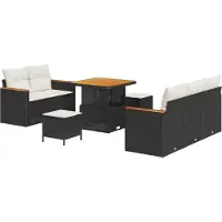 vidaXL Ensemble de canapés de jardin , 10 pièces, 7 places, noir et crème