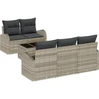 vidaXL Ensemble de canapés de jardin , 6 pièces, 5 places, gris clair et gris foncé
