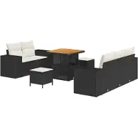 vidaXL Ensemble de canapés de jardin , 8 pièces, 8 places, noir et crème