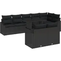 vidaXL Ensemble de canapé de jardin avec coussin avec mémoire 9 pcs noir