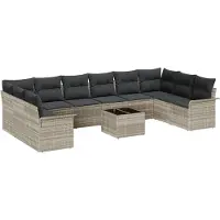 vidaXL Ensemble de canapés de jardin , 11 pièces, gris, en résine tressée