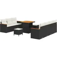 vidaXL Ensemble de canapés de jardin , 14 pièces, 9 places, noir et crème