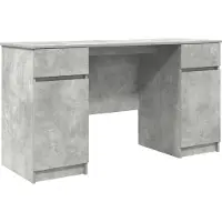 vidaXL Bureau , gris béton, matériau composite, 140 x 49 x 76 cm