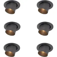 QAZQA Ensemble de 6 spots encastrables modernes couleur bronze canon de fusil GU10 50mm ronds inclinables - Installa