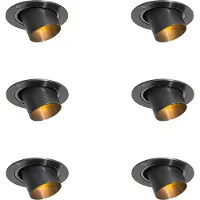 QAZQA Ensemble de 6 spots encastrables couleur bronze GU10 35mm rond inclinable - Installa