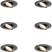 QAZQA Lot de 6 Spots Encastrables Modernes Canon de Fusil GU10 Ronds 50mm Orientables - Edu