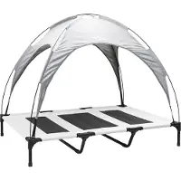 vidaXL Lit pour chien gris argenté 122 x 93 x 106,5 cm en acier