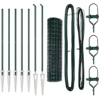 vidaXL Clôture avec poteaux Vert 1,4 x 10 m Acier et PVC
