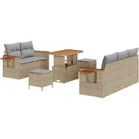 vidaXL Ensemble de canapés de jardin , 10 pièces, 7 places, beige et gris clair