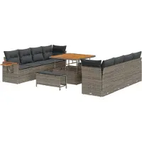vidaXL Ensemble de canapés de jardin , 12 pièces, gris, en résine tressée