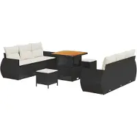 vidaXL Ensemble de canapés de jardin , 9 pièces, 6 places, noir et crème