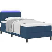 vidaXL Lit boxspring avec bandes lumineuses LED bleues, 90 x 190 cm, tissu