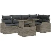 vidaXL Ensemble de canapé de jardin avec coussins avec mémoire 6 pcs Gris Poly Rattan